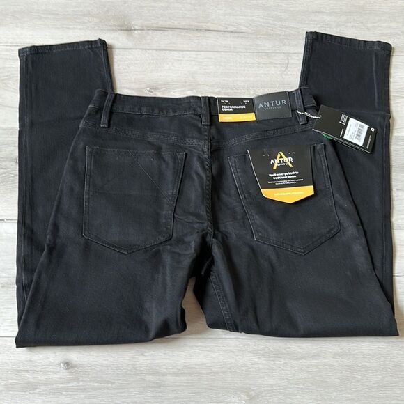 Antur Supply Co. Men’s Performance Denim Black Slim Fit 34W 30L‎ NWT IN PKG - Picture 7 of 8